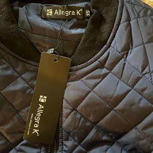 Allegra K Women's Quilted Jacket - Navy Blue